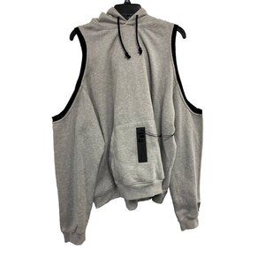 LF Women Los Angeles Grey Hoodie Cotton with Shoulder Cutouts Size Medium